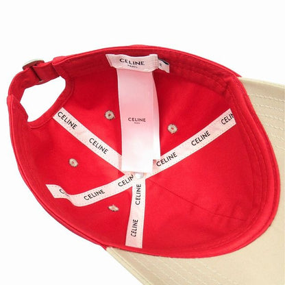 Celine Baseball Cap Hat 6 Panel C Logo 2ap05969p Red Beige Women
