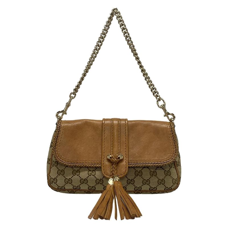 Gucci Handbag Marrakeshgg Pattern 257032 Beige And Light Brown Chain Shoulder