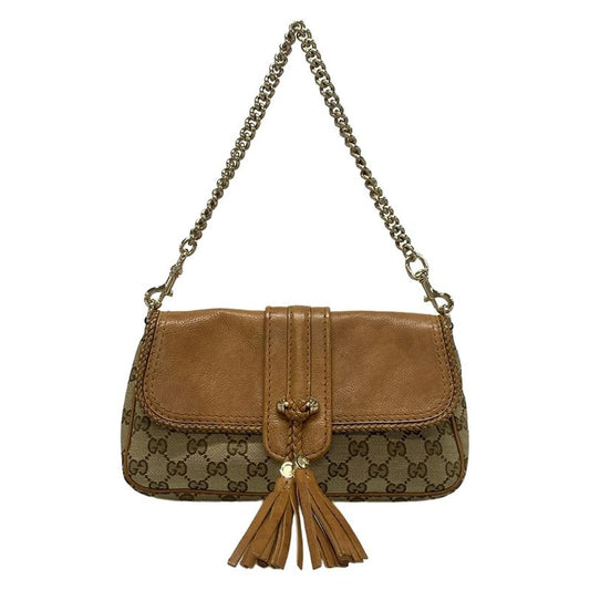 Gucci Handbag Marrakeshgg Pattern 257032 Beige And Light Brown Chain Shoulder