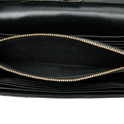 Saint Laurent Cassandra YSL Logo Chain Wallet Black Leather Women Saint Laurent