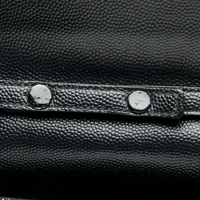 Saint Laurent Cassandra YSL Logo Chain Wallet Black Leather Women Saint Laurent