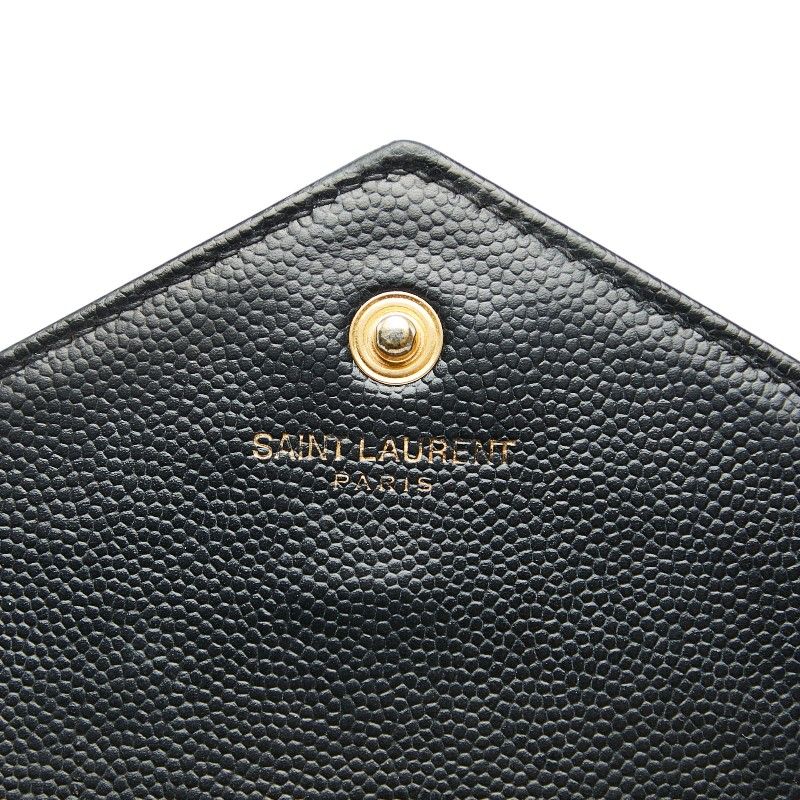 Saint Laurent Cassandra YSL Logo Chain Wallet Black Leather Women Saint Laurent