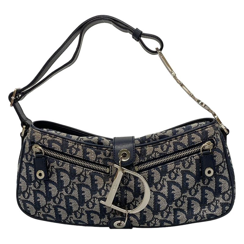 Dior/christian Dior Shoulder Bag - Ivory And Navy Dcharm Leather