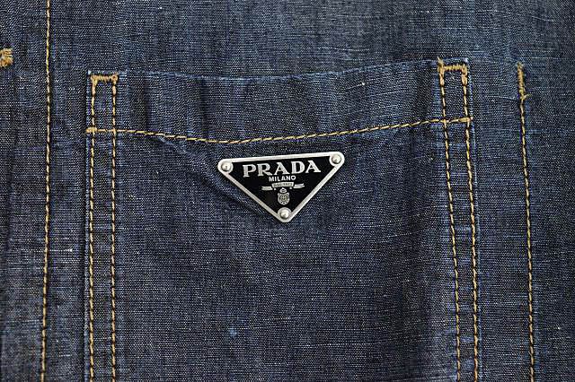 Prada 24SS Triangle Logo Pocket Chien Bray Shirt Blouson Jacket Geb254 38 M