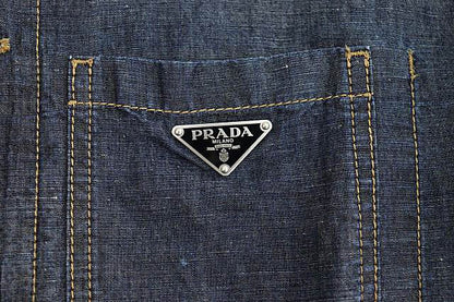 Prada 24SS Triangle Logo Pocket Chien Bray Shirt Blouson Jacket Geb254 38 M