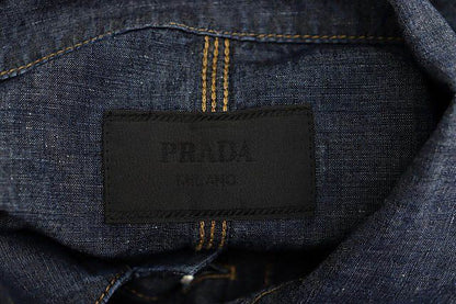 Prada 24SS Triangle Logo Pocket Chien Bray Shirt Blouson Jacket Geb254 38 M