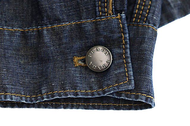 Prada 24SS Triangle Logo Pocket Chien Bray Shirt Blouson Jacket Geb254 38 M