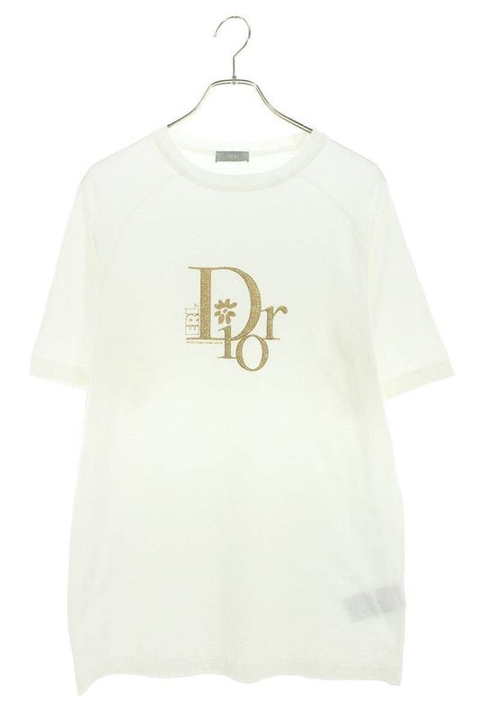 Dior X ERL 23SS 313j647a0817 Slub Cotton Jersey Logo Embroidered T-shirt Men's