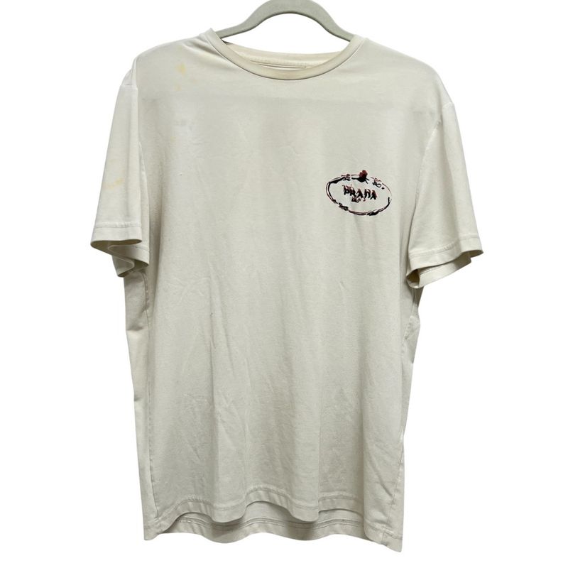 Prada Short Sleeve T-shirt Logo Cotton White