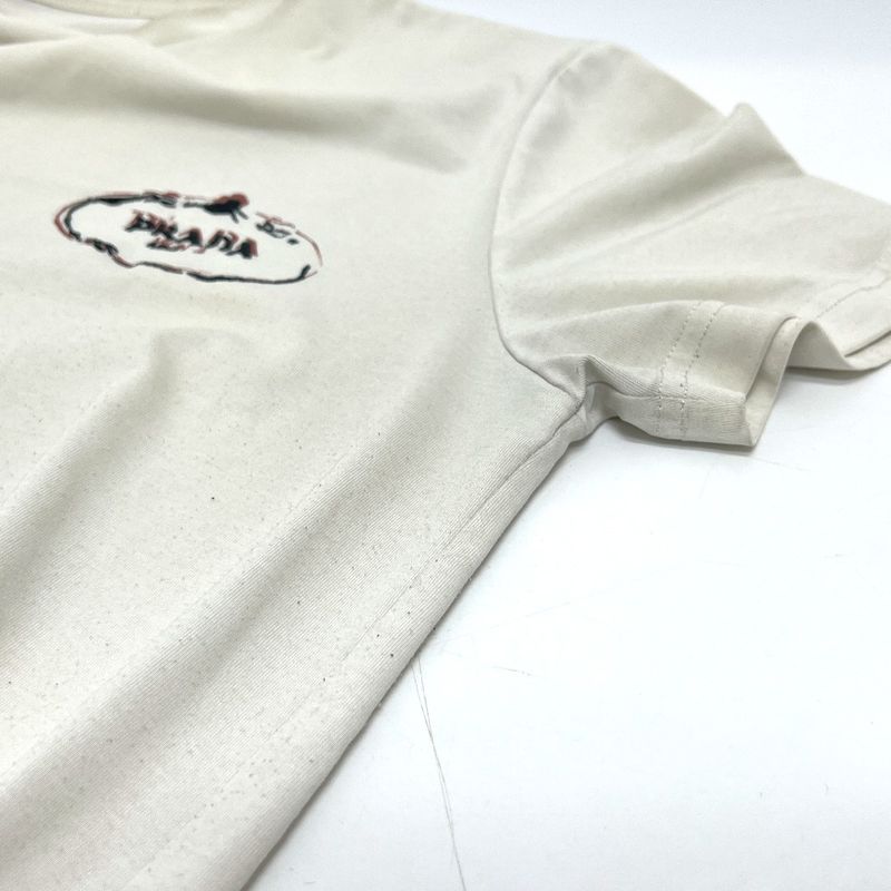 Prada Short Sleeve T-shirt Logo Cotton White