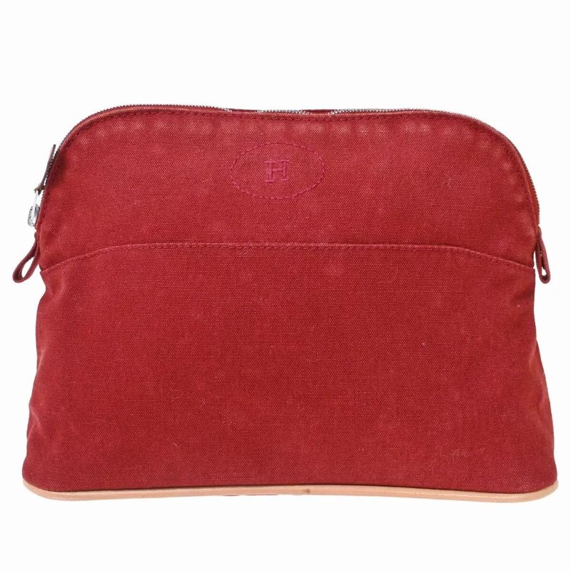 Hermes Ermel Pouch Bolide Makeup Pouch Cotton Red 05bs063