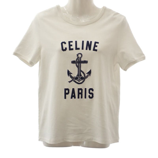 Celine Anchor 70's Crew Neck M 2x80d671q.01ma Short Sleeve T-shirt Cotton White