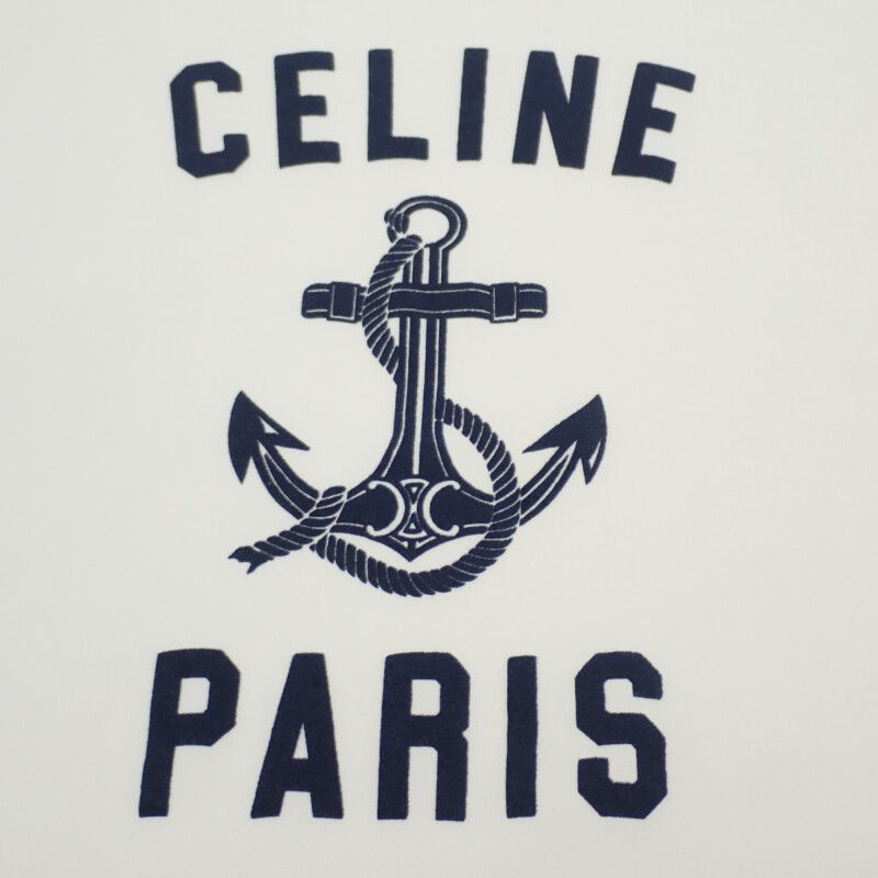 Celine Anchor 70's Crew Neck M 2x80d671q.01ma Short Sleeve T-shirt Cotton White