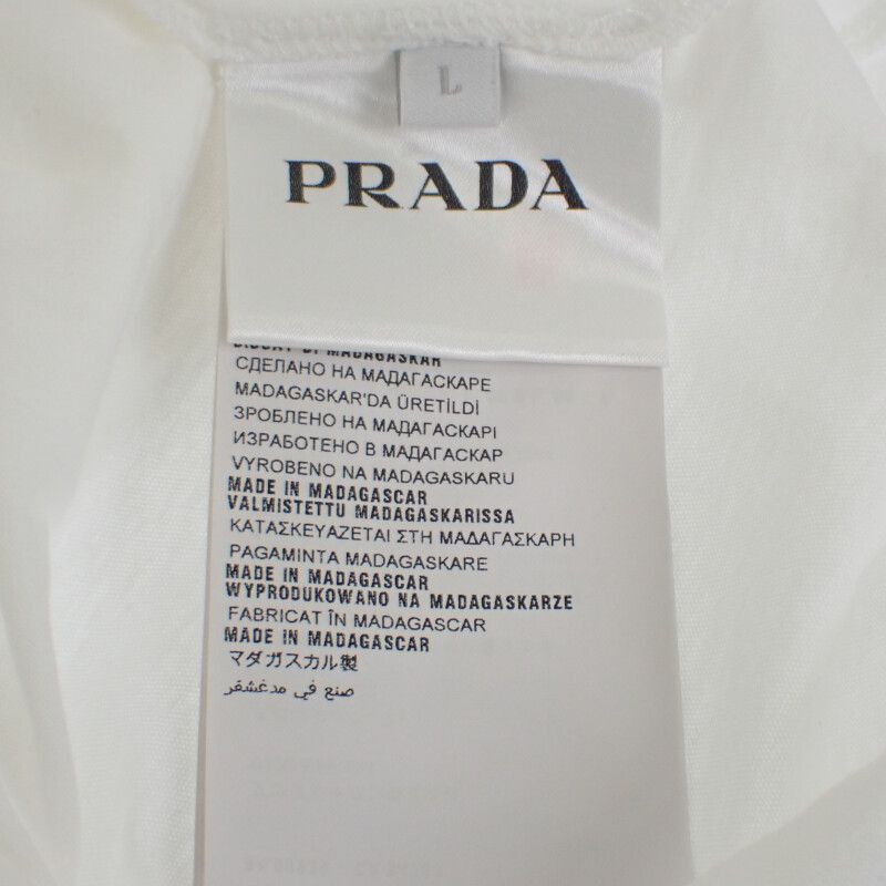 Prada Crew Neck None L Ujm492s151ilk Short Sleeve T-shirt Cotton White Men