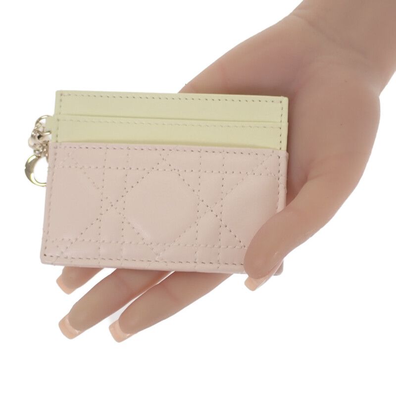 Christian DIOR Lady Dior Freesia Card Holder S0974obws Card Case Lambskin Pink