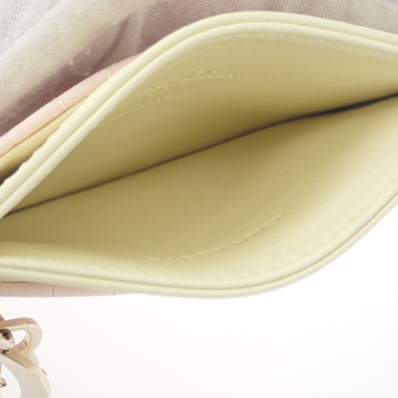 Christian DIOR Lady Dior Freesia Card Holder S0974obws Card Case Lambskin Pink