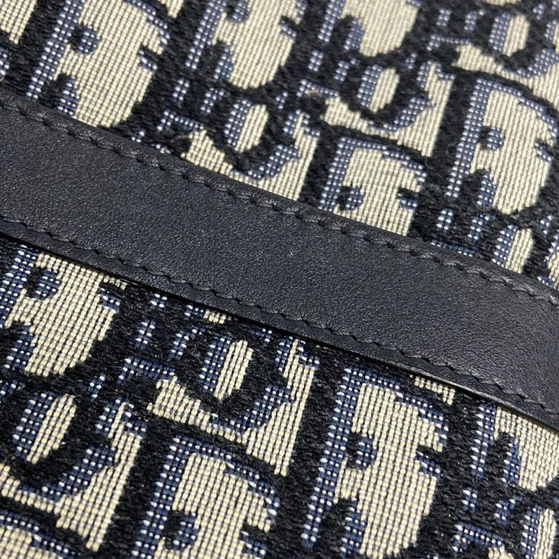 Dior/christian Dior Clutch Bag Logogram Ivory X Black X Blue Leather