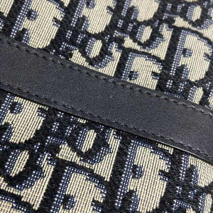 Dior/christian Dior Clutch Bag Logogram Ivory X Black X Blue Leather