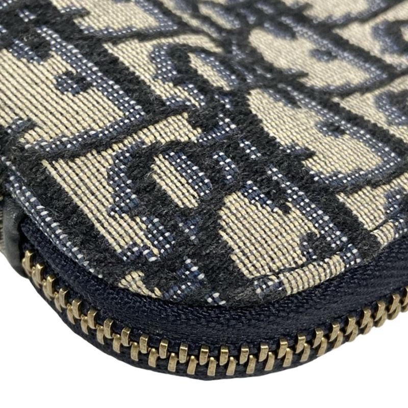 Dior/christian Dior Clutch Bag Logogram Ivory X Black X Blue Leather