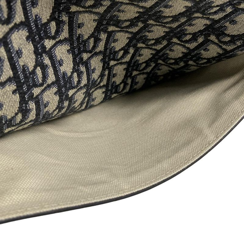 Dior/christian Dior Clutch Bag Logogram Ivory X Black X Blue Leather