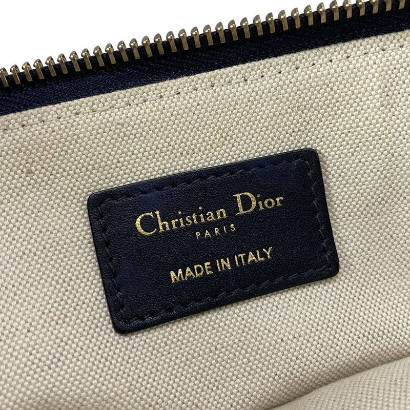 Dior/christian Dior Clutch Bag Logogram Ivory X Black X Blue Leather