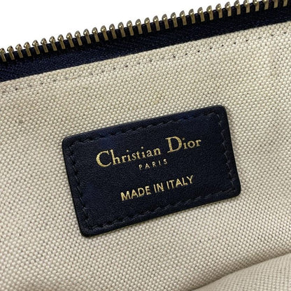 Dior/christian Dior Clutch Bag Logogram Ivory X Black X Blue Leather