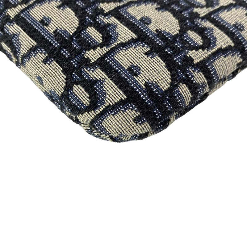 Dior/christian Dior Clutch Bag Logogram Ivory X Black X Blue Leather