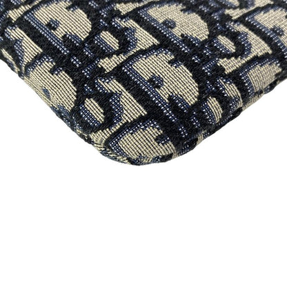 Dior/christian Dior Clutch Bag Logogram Ivory X Black X Blue Leather