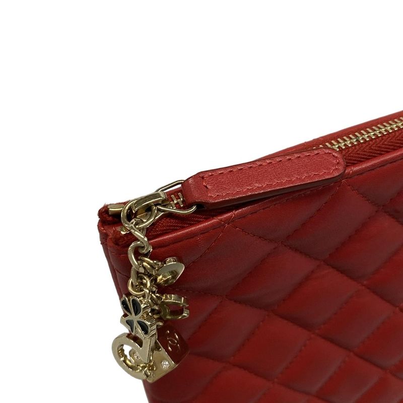 Chanel Clutch Bag Matelasse Red Gold Hardware / Casino Lucky Charm Lambskin