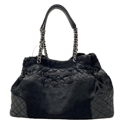 Chanel Tote Bag - A32499 Black Chain Shoulder/silver Hardware Leather