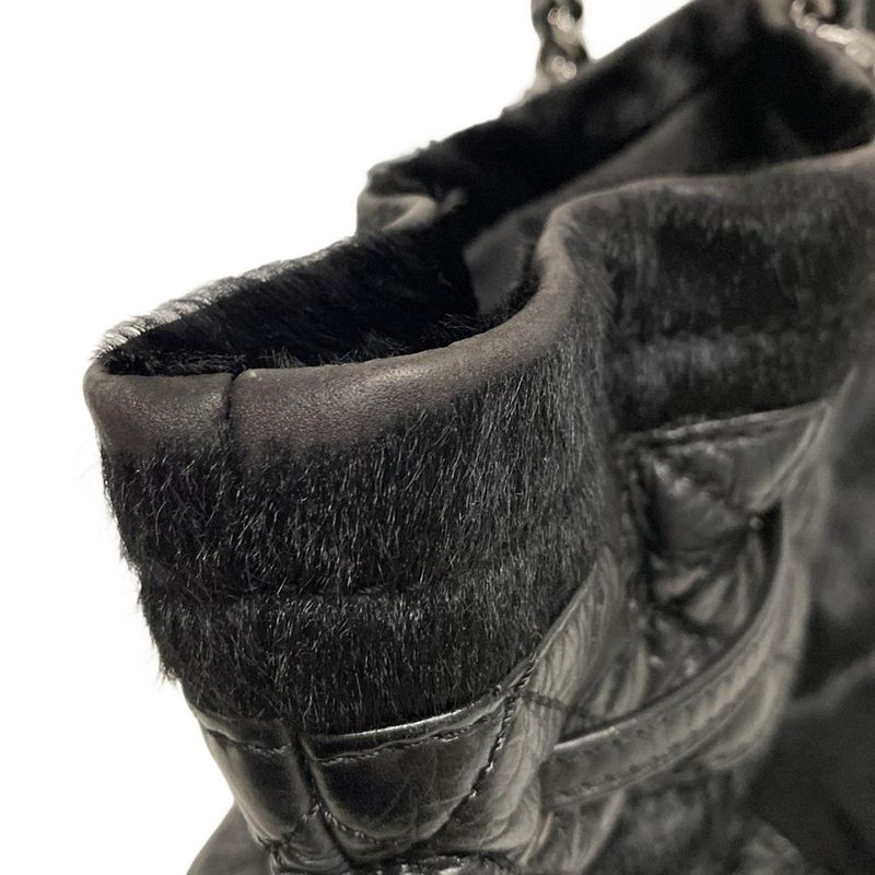 Chanel Tote Bag - A32499 Black Chain Shoulder/silver Hardware Leather