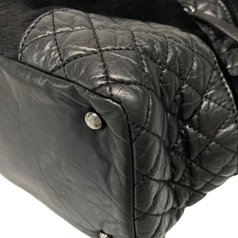 Chanel Tote Bag - A32499 Black Chain Shoulder/silver Hardware Leather