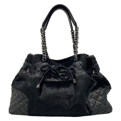 Chanel Tote Bag - A32499 Black Chain Shoulder/silver Hardware Leather