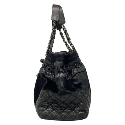 Chanel Tote Bag - A32499 Black Chain Shoulder/silver Hardware Leather