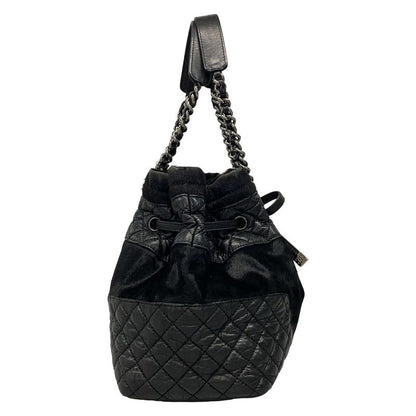 Chanel Tote Bag - A32499 Black Chain Shoulder/silver Hardware Leather