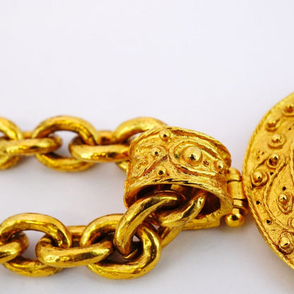 Chanel Necklace Vintage Coco Mark Round Shape Circle GP Plated Gold Ladies