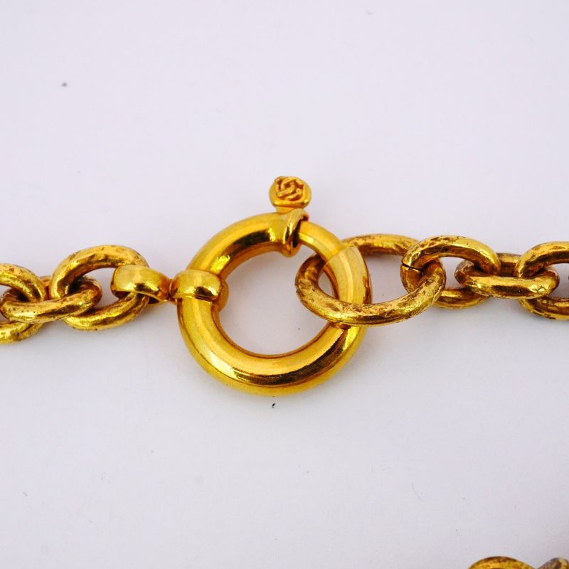 Chanel Necklace Vintage Coco Mark Round Shape Circle GP Plated Gold Ladies