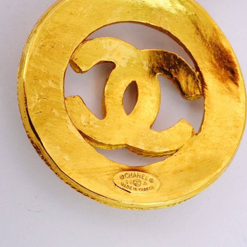 Chanel Necklace Vintage Coco Mark Round Shape Circle GP Plated Gold Ladies