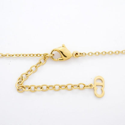 Christian Dior Necklace Dior Logo Heart Motif GP Plated Rhinestone Gold Ladies