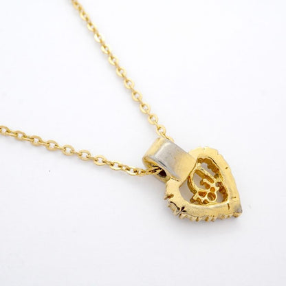 Christian Dior Necklace Dior Logo Heart Motif GP Plated Rhinestone Gold Ladies