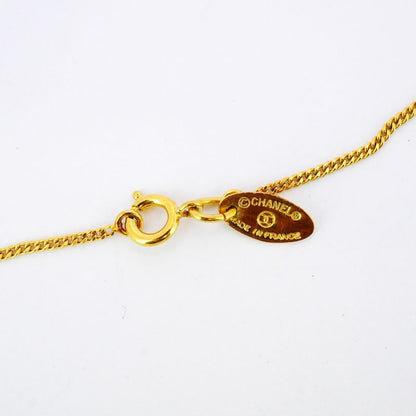 Chanel Necklace Vintage Coco Mark GP Plated Rhinestone Gold Ladies