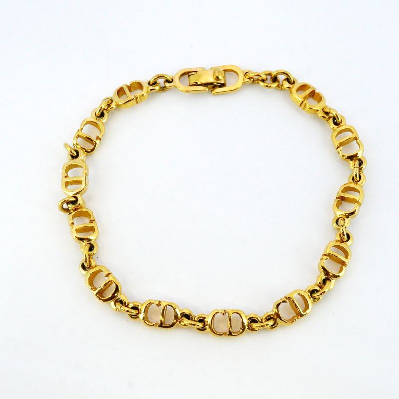 Christian Dior Bracelet CD Logo GP Plated Gold Ladies