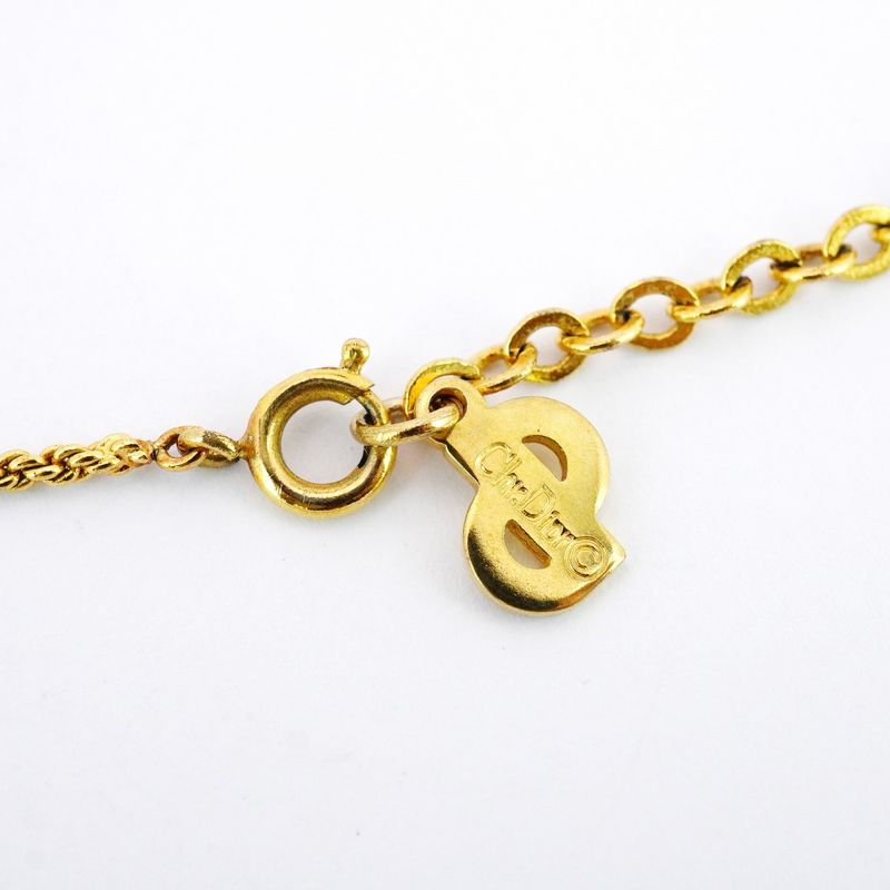 Christian Dior Necklace CD Logo GP Plated Gold Ladies