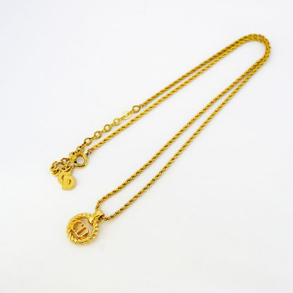 Christian Dior Necklace CD Logo GP Plated Gold Ladies