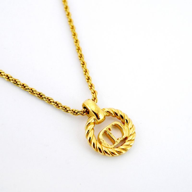 Christian Dior Necklace CD Logo GP Plated Gold Ladies