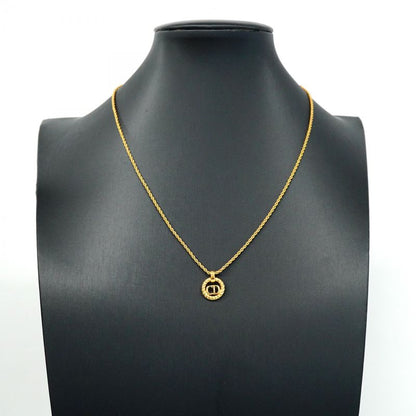 Christian Dior Necklace CD Logo GP Plated Gold Ladies