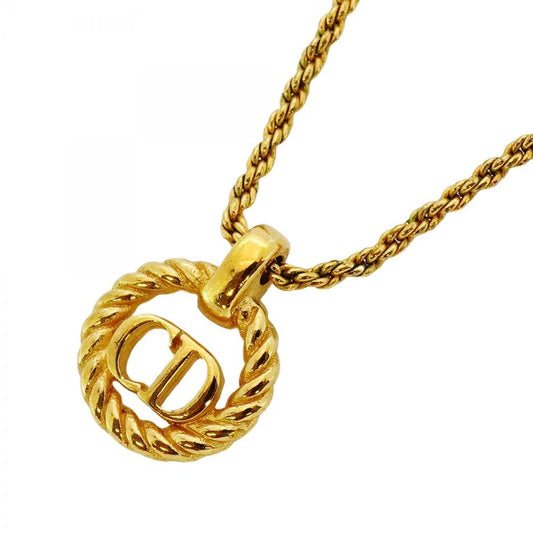 Christian Dior Necklace CD Logo GP Plated Gold Ladies