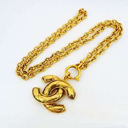 Chanel Necklace Vintage Coco Mark Matelasse GP Plated Gold Ladies