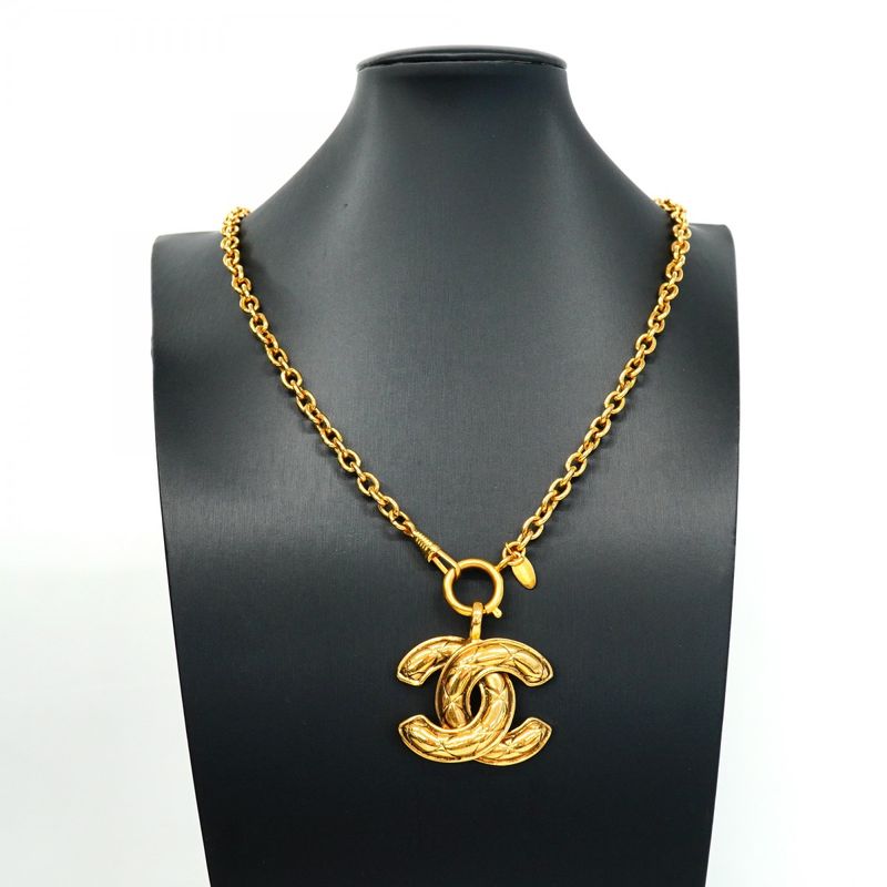 Chanel Necklace Vintage Coco Mark Matelasse GP Plated Gold Ladies