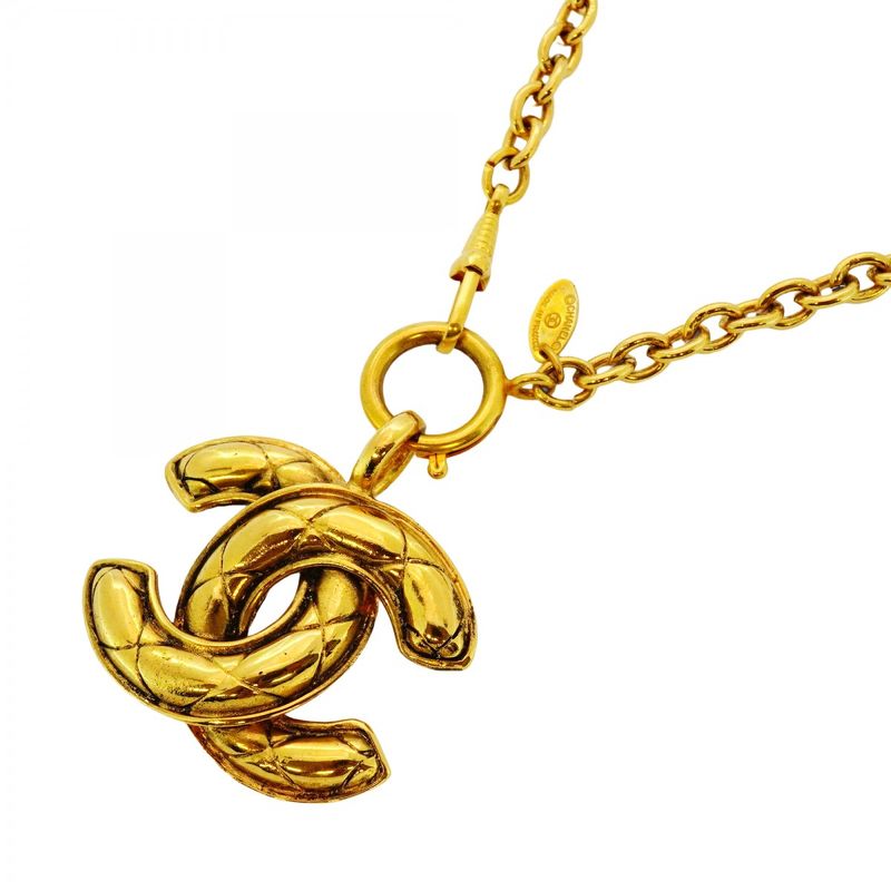 Chanel Necklace Vintage Coco Mark Matelasse GP Plated Gold Ladies
